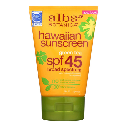 Alba Botanica - Hawaiian Green Tea Natural Sunblock Spf 45 - 4 Fl Oz