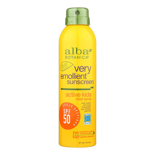 Alba Botanica Sunscreen - Very Emollient - Clear Spray Spf 50 - Active Kids - 6 Oz