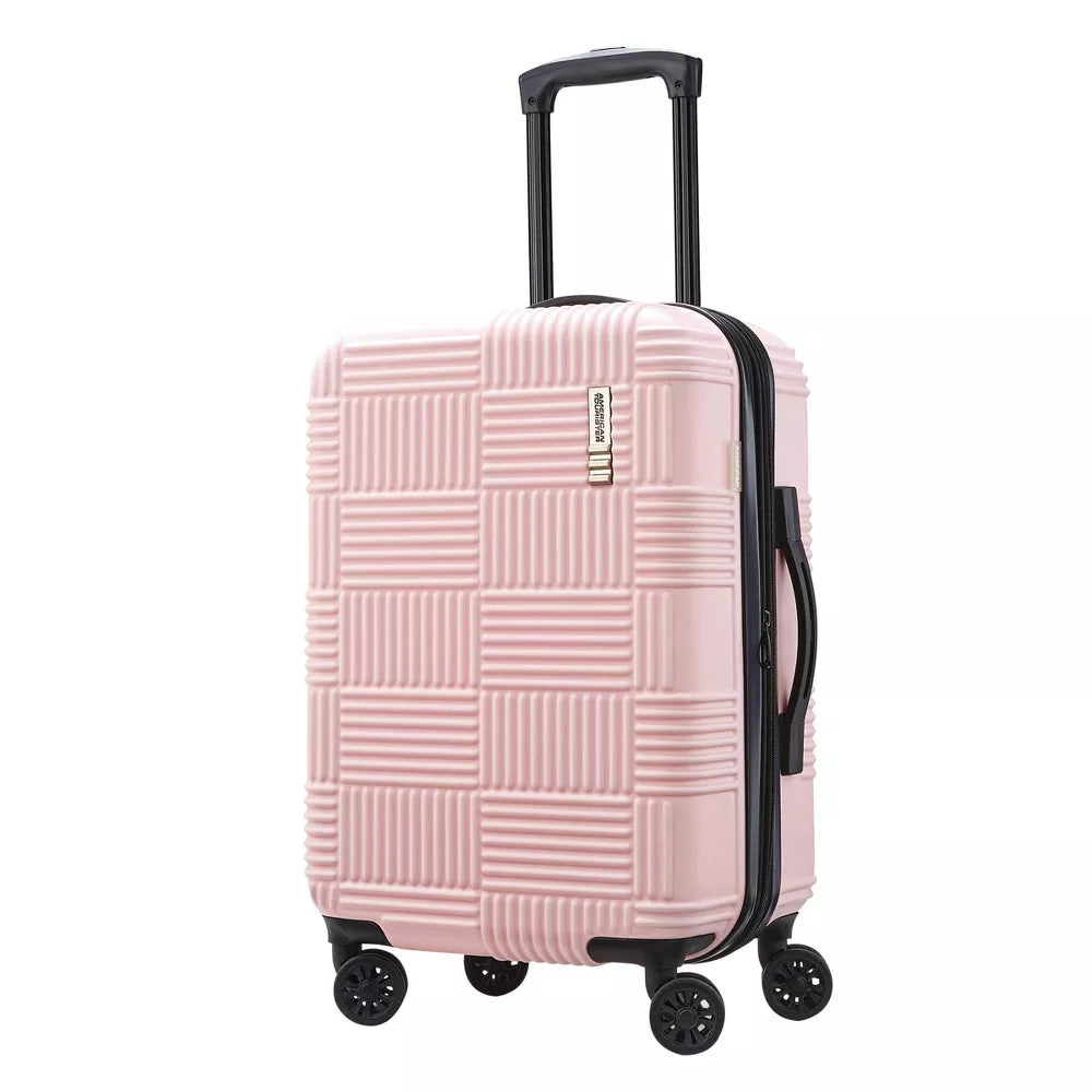 American Tourister Hardside Carry On Spinner Suitcase - Pink Checkered