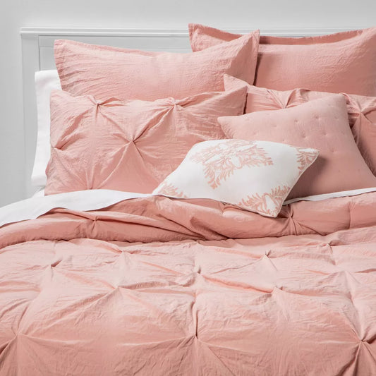 King 8pc Montvale Pinch Pleat Comforter Set Blush - Threshold™