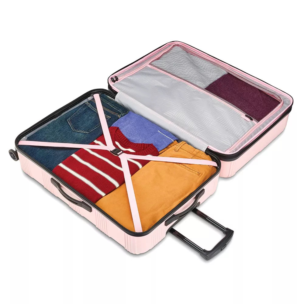 American Tourister Hardside Carry On Spinner Suitcase - Pink Checkered