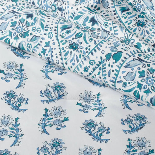 12pc Queen Bancroft Reversible Paisley Print Comforter & Sheet Bedding Set Blue - Threshold™