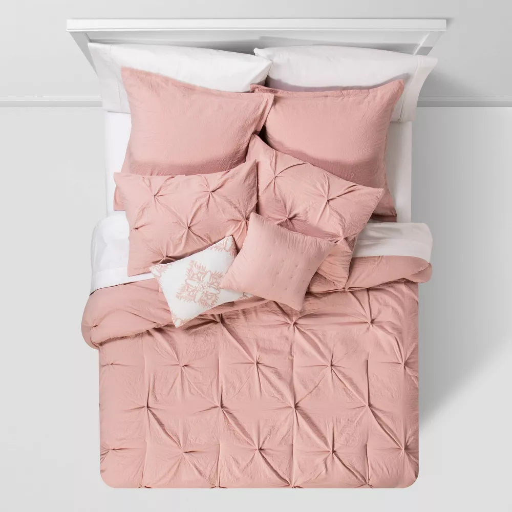 King 8pc Montvale Pinch Pleat Comforter Set Blush - Threshold™